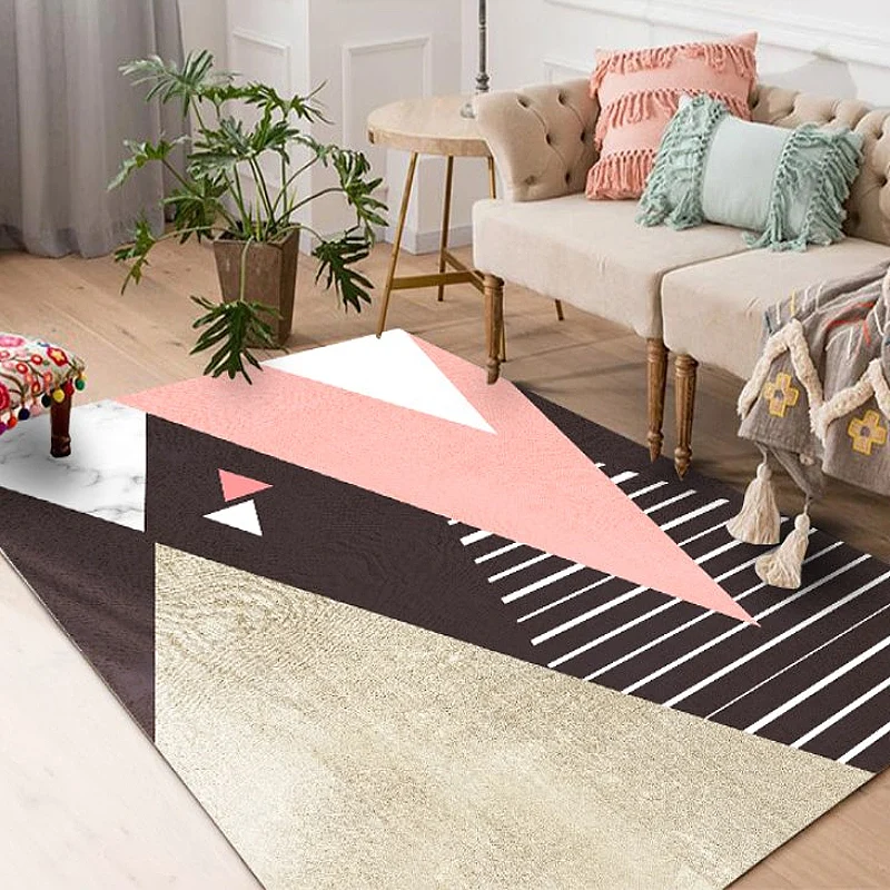 Tapis moderne à motifs géométriques, imprimé à rayures, en Polyester multicolore, lavable, antidérapant, adapté aux animau...