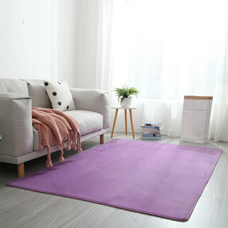 Tapis moderne rouge et violet, uni en Polyester, lavable, avec envers antidérapant, pour le salon Clearhalo