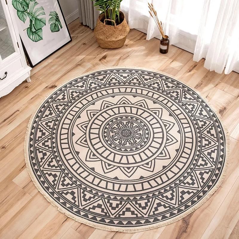 Tapis à motif de fleurs tribales marocaines, en lin multicolore, antidérapant, lavable, adapté aux animaux domestiques, po...