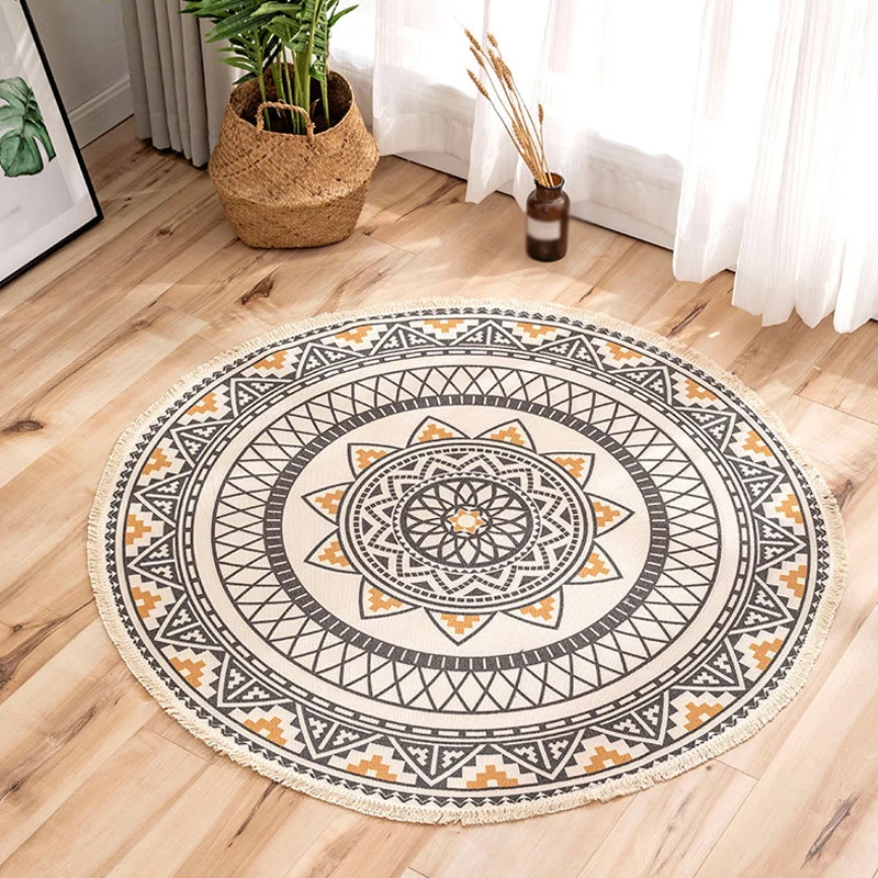 Tapis à motif de fleurs tribales marocaines, en lin multicolore, antidérapant, lavable, adapté aux animaux domestiques, po...