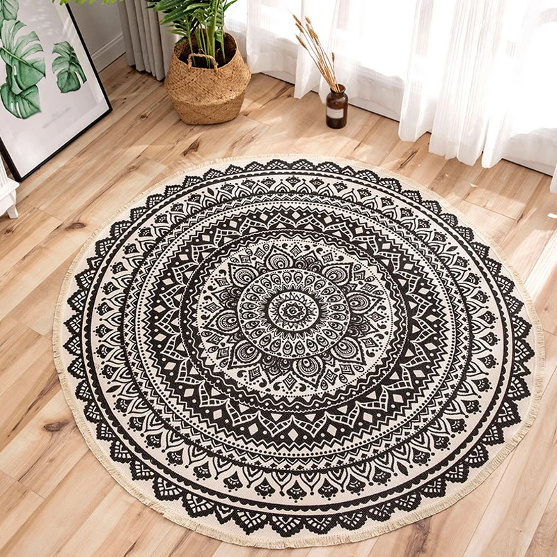 Tapis à motif de fleurs tribales marocaines, en lin multicolore, antidérapant, lavable, adapté aux animaux domestiques, po...