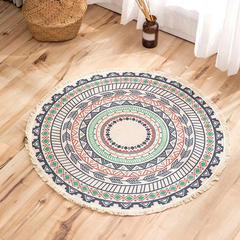 Tapis à motif de fleurs tribales marocaines, en lin multicolore, antidérapant, lavable, adapté aux animaux domestiques, po...
