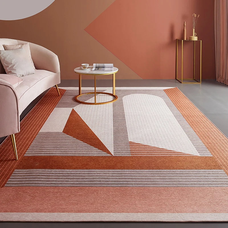 Tapis à motif rayé rouge, moderne en Polyester, lavable, antidérapant, respectueux des animaux de compagnie, pour le salon...