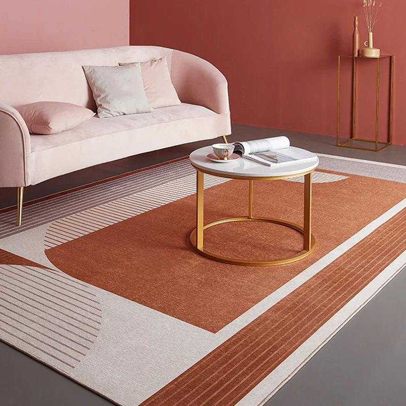Tapis à motif rayé rouge, moderne en Polyester, lavable, antidérapant, respectueux des animaux de compagnie, pour le salon...