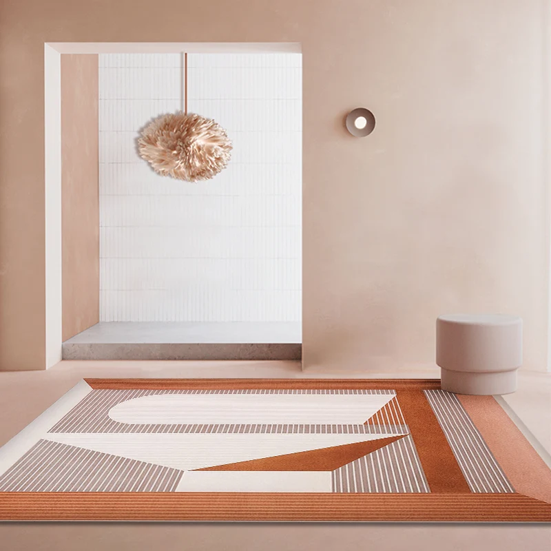Tapis à motif rayé rouge, moderne en Polyester, lavable, antidérapant, respectueux des animaux de compagnie, pour le salon...