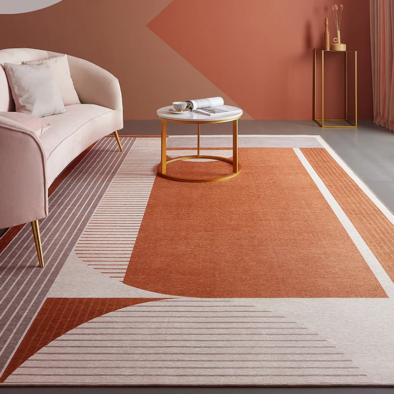 Tapis à motif rayé rouge, moderne en Polyester, lavable, antidérapant, respectueux des animaux de compagnie, pour le salon...