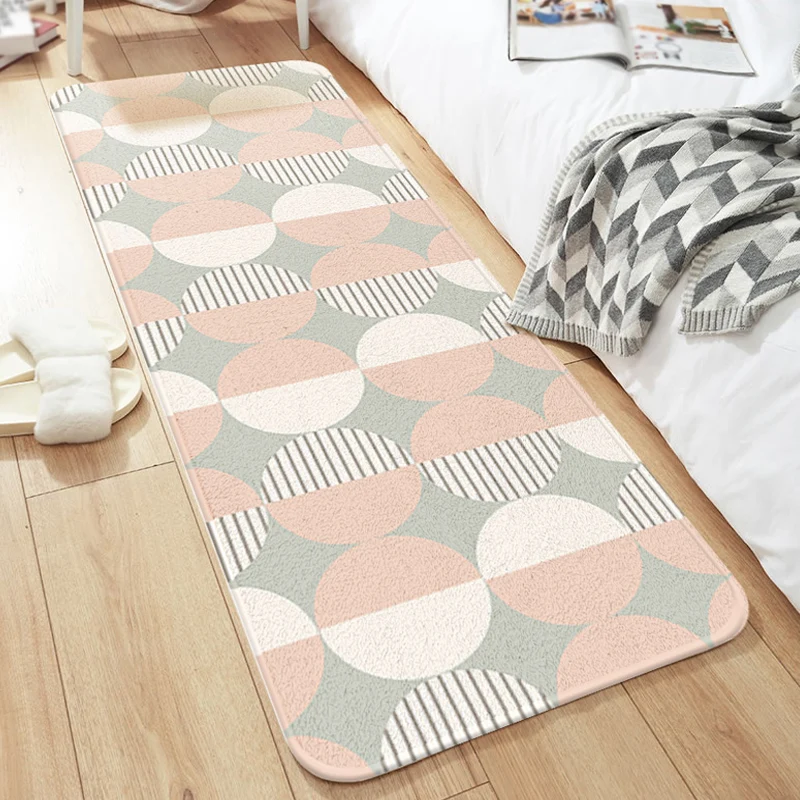 Tapis à motif rayé Unique, multicolore, moderne, en Polyester, lavable, antidérapant, pour chambre à coucher Clearhalo
