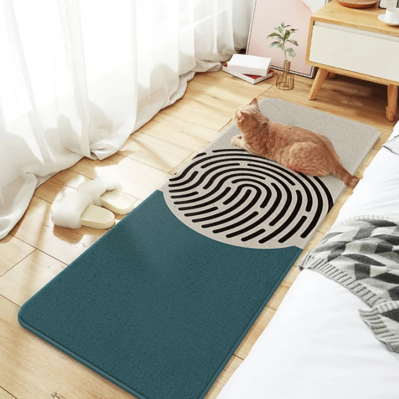 Tapis à motif rayé Unique, multicolore, moderne, en Polyester, lavable, antidérapant, pour chambre à coucher Clearhalo