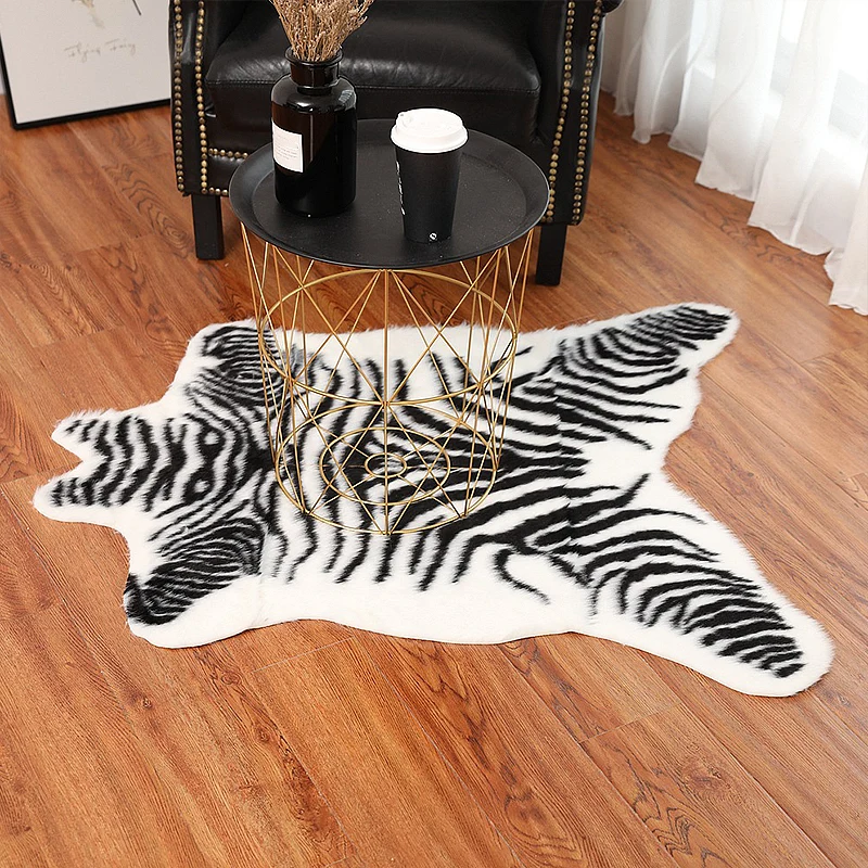 Tapis à motif rayé zèbre noir, nouveauté en Polyester, lavable, antidérapant, adapté aux animaux de compagnie, pour le sal...