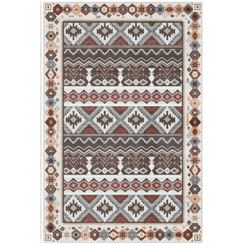 Tapis à motif Tribal rouge, tapis bohème en Polyester, lavable, antidérapant, pour la décoration Clearhalo