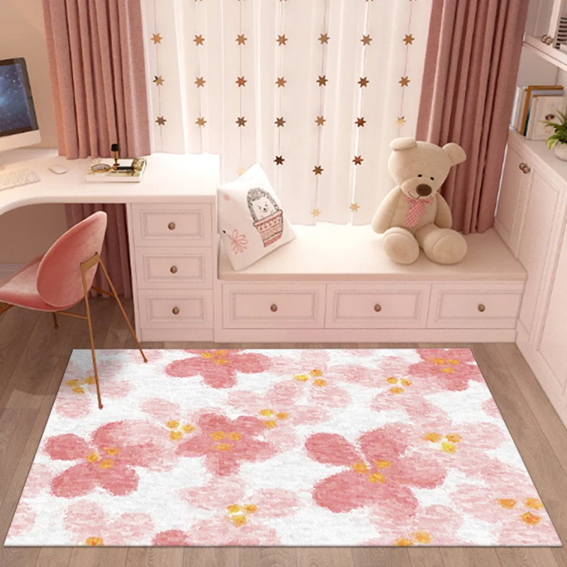 Tapis à motifs floraux multicolores roses, tapis contemporain en Polyester, lavable, antidérapant, adapté aux animaux de c...