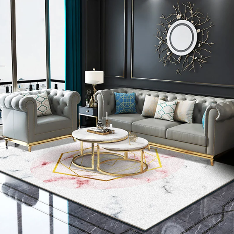 Tapis à motifs géométriques Pastel, tapis nordique en Polyester, anti-taches, avec envers antidérapant, pour salon Clearhalo