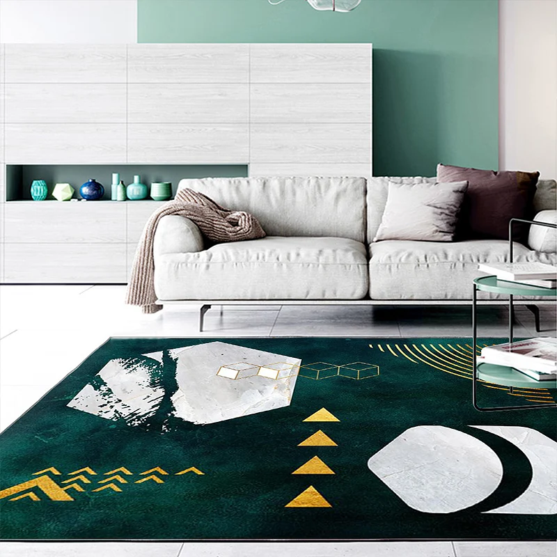 Tapis à motifs géométriques verts, moderne, en Polyester, lavable, antidérapant, adapté aux animaux de compagnie, pour le...