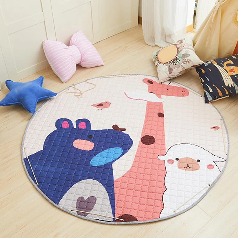 Tapis multicolore en coton avec animaux, antidérapant, facile d'entretien, pour chambre d'enfant, dessin animé Clearhalo