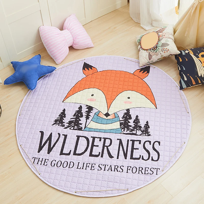 Tapis multicolore en coton avec animaux, antidérapant, facile d'entretien, pour chambre d'enfant, dessin animé Clearhalo