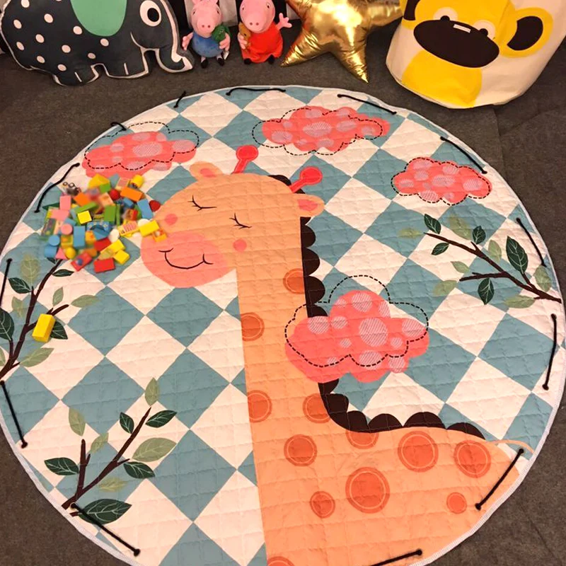 Tapis multicolore en coton avec animaux, antidérapant, facile d'entretien, pour chambre d'enfant, dessin animé Clearhalo