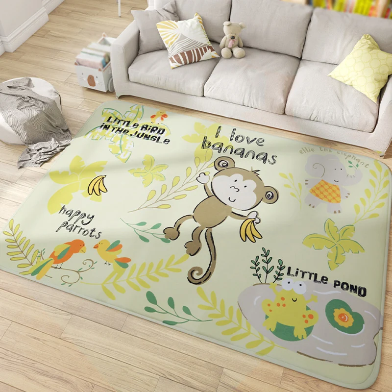 Tapis multicolore en forme d'animaux sauvages, avec écritures, en Polyester, dessin animé, avec support antidérapant, resp...
