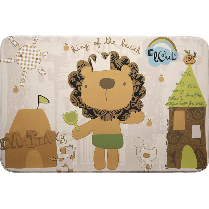 Tapis multicolore en forme d'animaux sauvages, avec écritures, en Polyester, dessin animé, avec support antidérapant, resp...
