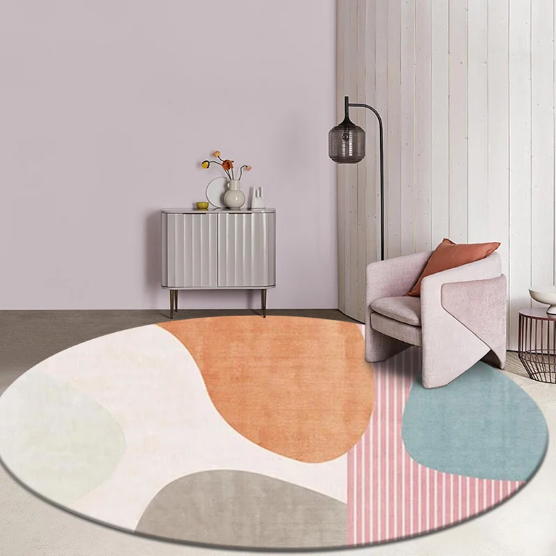 Tapis multicolore rose en Polyester, moderne, lavable, antidérapant, adapté aux animaux de compagnie, pour le salon Clearhalo