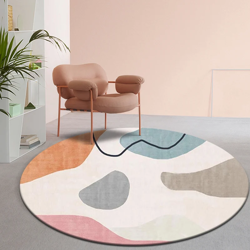 Tapis multicolore rose en Polyester, moderne, lavable, antidérapant, adapté aux animaux de compagnie, pour le salon Clearhalo