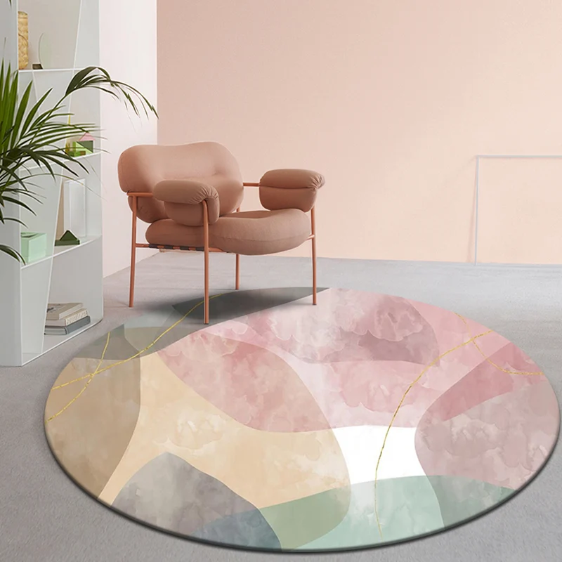 Tapis multicolore rose en Polyester, moderne, lavable, antidérapant, adapté aux animaux de compagnie, pour le salon Clearhalo