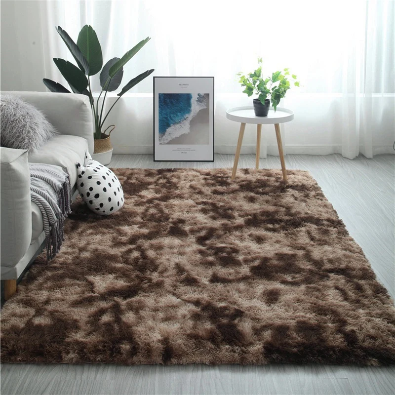 Tapis multicolore simple en fausse fourrure, à motifs de teinture par nouage, support antidérapant, lavable en Machine, po...