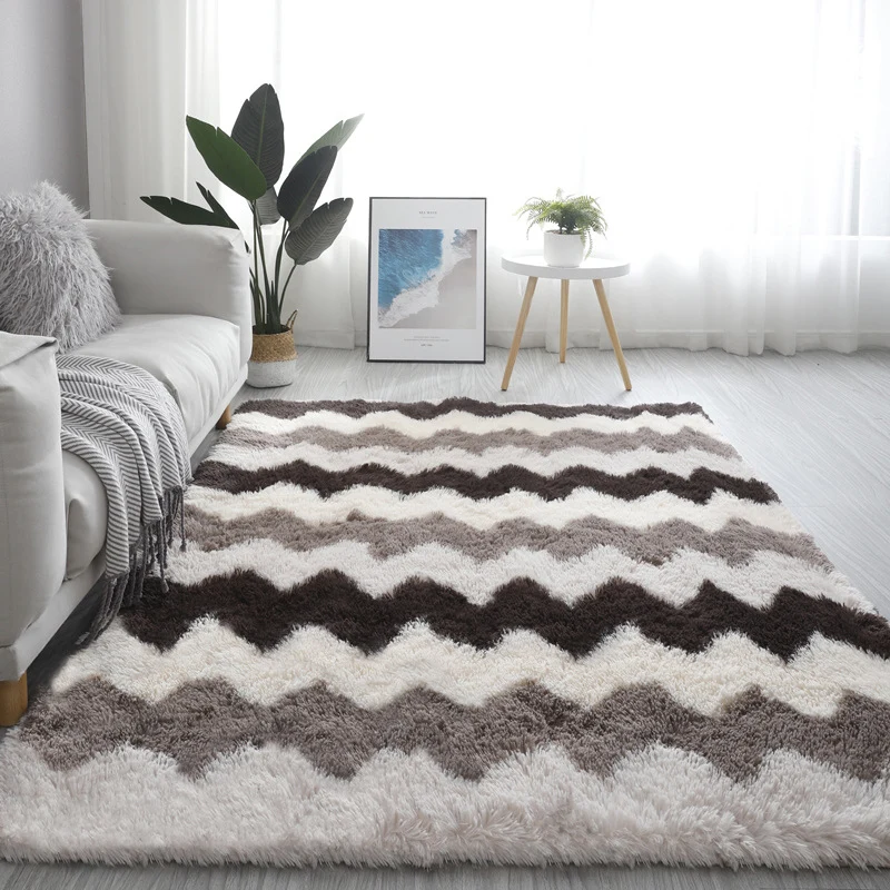 Tapis multicolore simple en fausse fourrure, à motifs de teinture par nouage, support antidérapant, lavable en Machine, po...