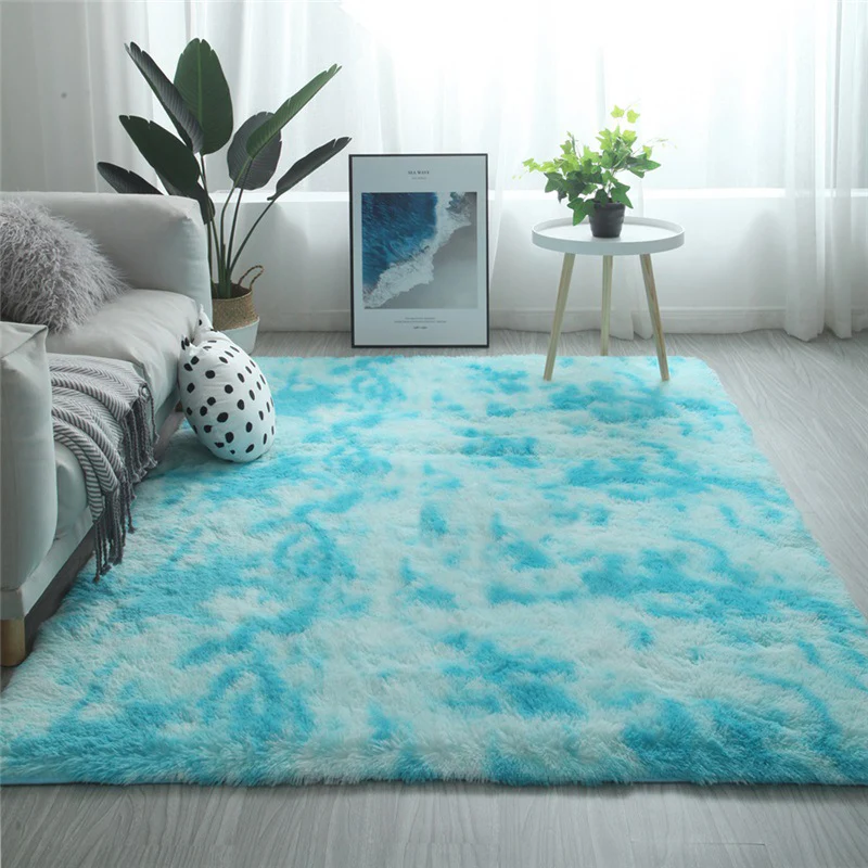 Tapis multicolore simple en fausse fourrure, à motifs de teinture par nouage, support antidérapant, lavable en Machine, po...