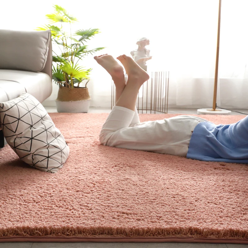 Tapis nordique de couleur unie, en mélange de coton multicolore, avec support antidérapant, pour l'intérieur, respectueux...