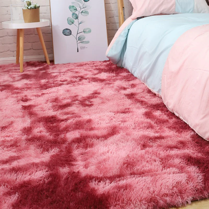 Tapis nordique doux multicolore en fausse laine, uni, lavable en Machine, adapté aux animaux domestiques, pour chambre à c...
