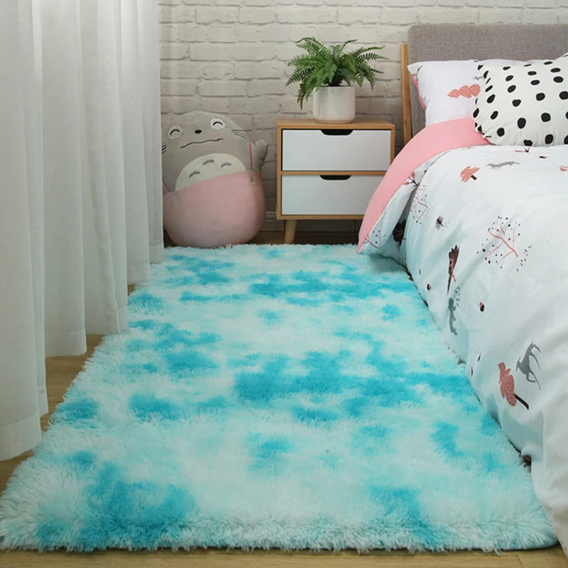 Tapis nordique doux multicolore en fausse laine, uni, lavable en Machine, adapté aux animaux domestiques, pour chambre à c...