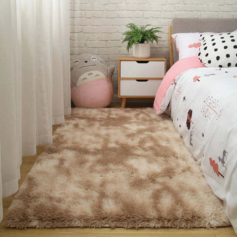 Tapis nordique doux multicolore en fausse laine, uni, lavable en Machine, adapté aux animaux domestiques, pour chambre à c...