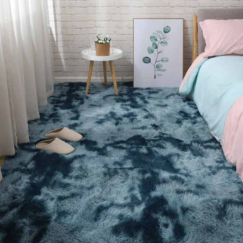 Tapis nordique doux multicolore en fausse laine, uni, lavable en Machine, adapté aux animaux domestiques, pour chambre à c...