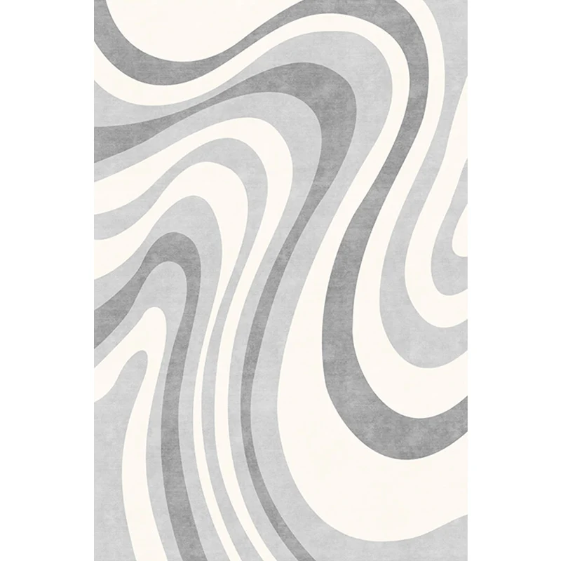 Tapis nordique Unique, gris, motif à rayures tourbillonnantes, antidérapant, lavable, respectueux des animaux de compagnie...