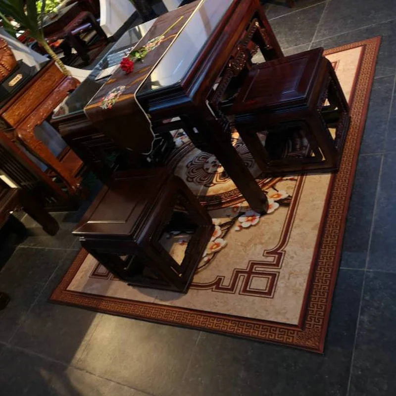 Tapis Oriental multicolore en polypropylène, imprimé géométrique, pour l'intérieur, avec envers antidérapant, résistant au...