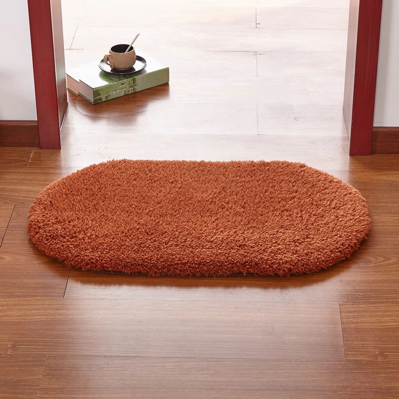 Tapis de porte d'entrée multicolore, uni, décontracté, en fausse laine, support antidérapant, fait à la main Clearhalo