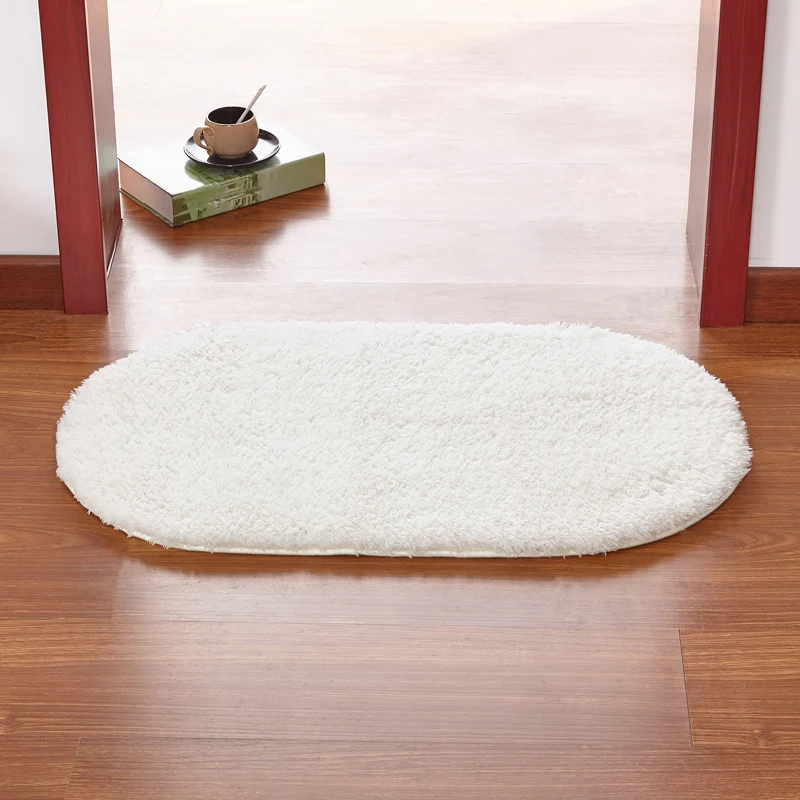 Tapis de porte d'entrée multicolore, uni, décontracté, en fausse laine, support antidérapant, fait à la main Clearhalo