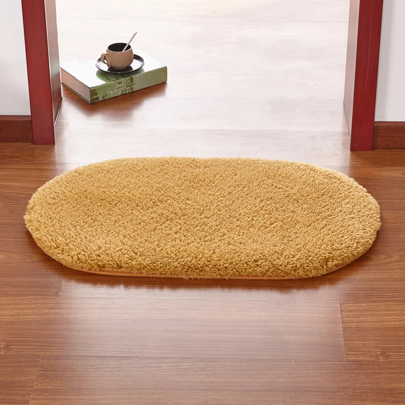 Tapis de porte d'entrée multicolore, uni, décontracté, en fausse laine, support antidérapant, fait à la main Clearhalo
