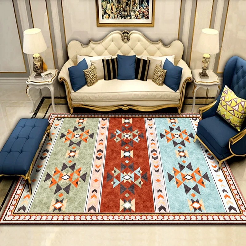 Tapis de salon Americana, multicolore, imprimé sud-ouest, en polypropylène, antidérapant, lavable en Machine Clearhalo