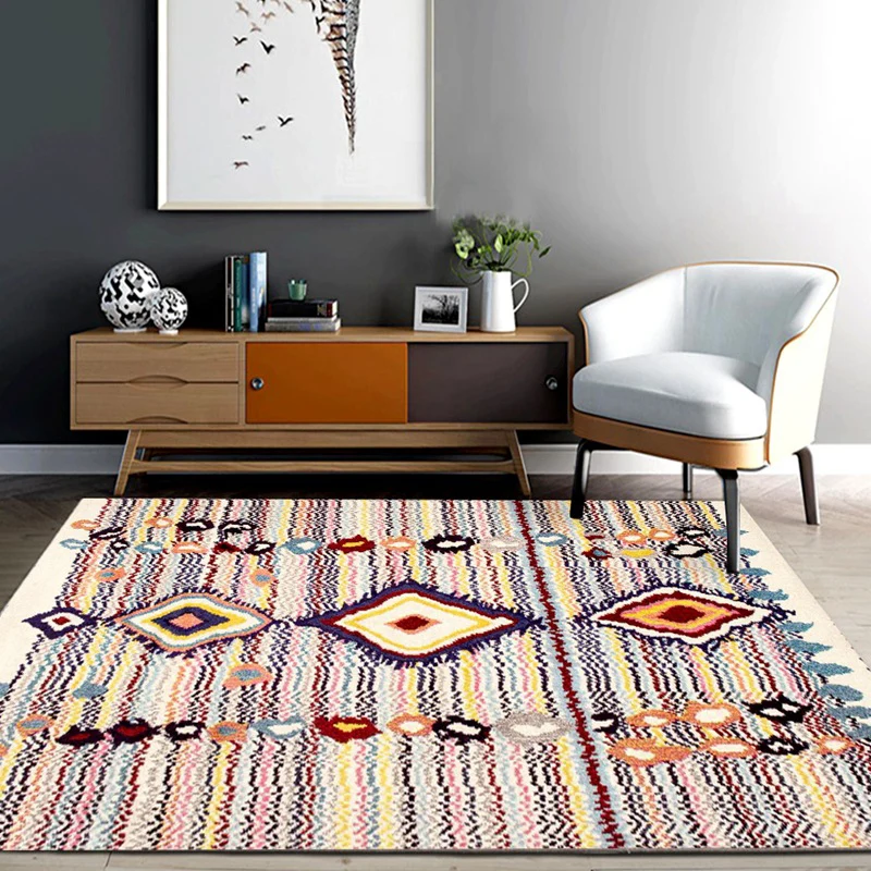 Tapis de salon Americana, multicolore, imprimé sud-ouest, en polypropylène, antidérapant, lavable en Machine Clearhalo
