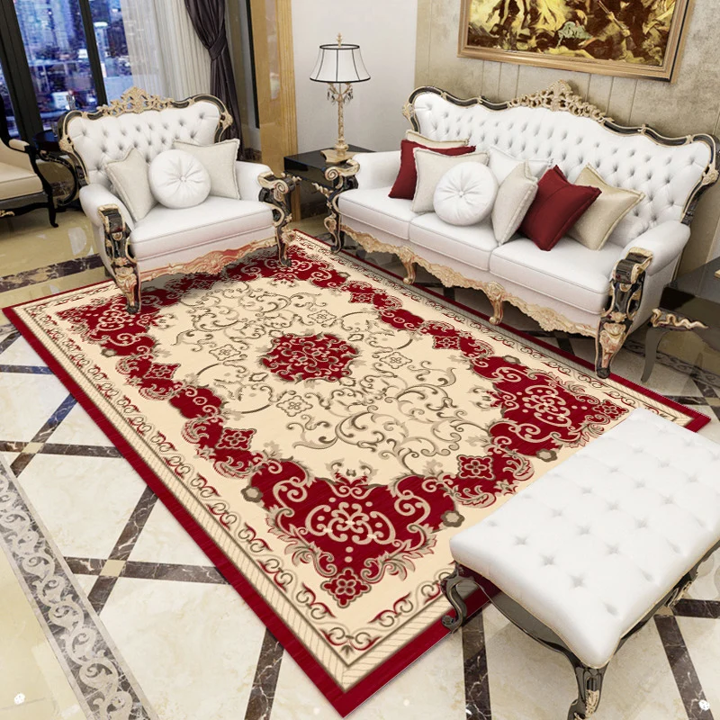 Tapis de salon antique, tapis d'intérieur à motifs de fleurs multicolores, en polyester, envers antidérapant, adapté aux a...