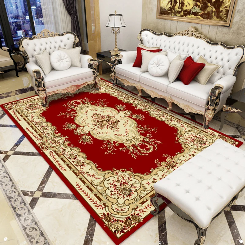 Tapis de salon antique, tapis d'intérieur à motifs de fleurs multicolores, en polyester, envers antidérapant, adapté aux a...