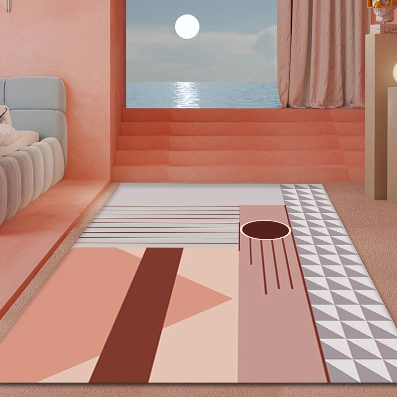 Tapis de salon audacieux multicolore, formes géométriques mélangées, tapis en polyester avec envers antidérapant Clearhalo