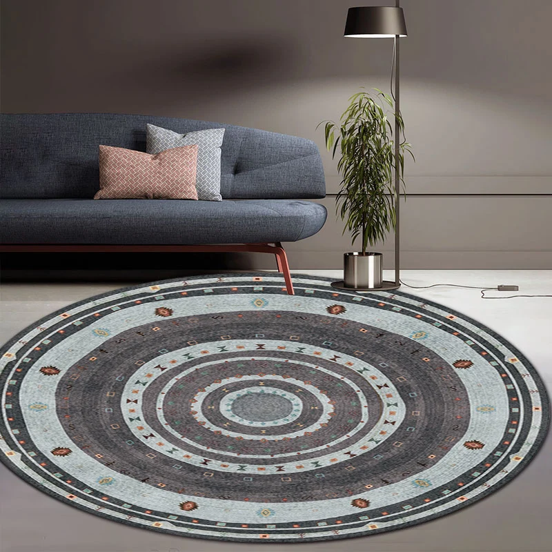 Tapis de salon bohème en cercle rouge imprimé, en polyester, lavable, résistant aux taches, adapté aux animaux domestiques...