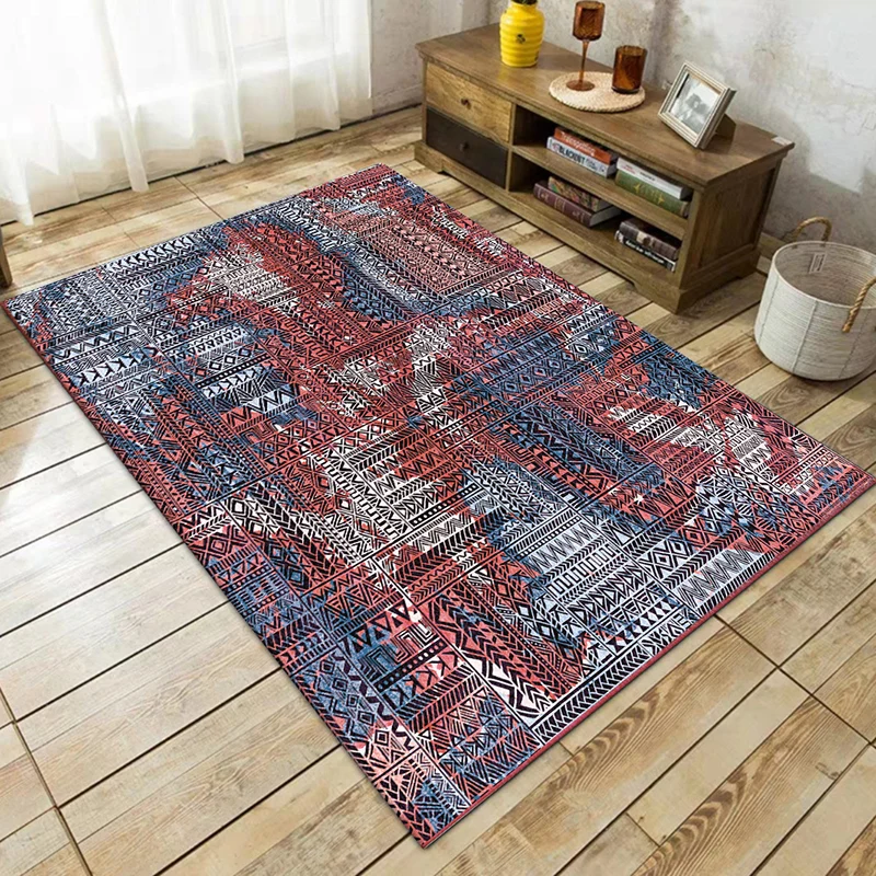 Tapis de salon Boho-Chic, tapis multicolore à imprimé géométrique, en polypropylène, lavable en Machine, avec envers antid...