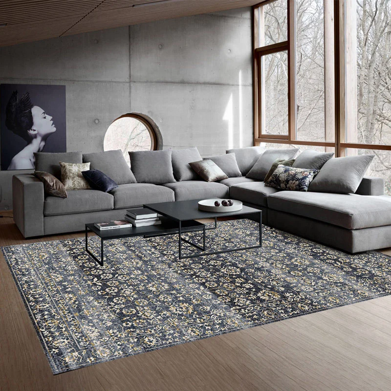 Tapis de salon de campagne tapis géométrique multicolore en polypropylène support antidérapant tapis lavable en machine Cl...