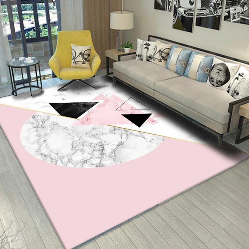 Tapis de salon décontracté, imprimé géométrique multicolore, en polypropylène, antidérapant, facile d'entretien, pour l'in...