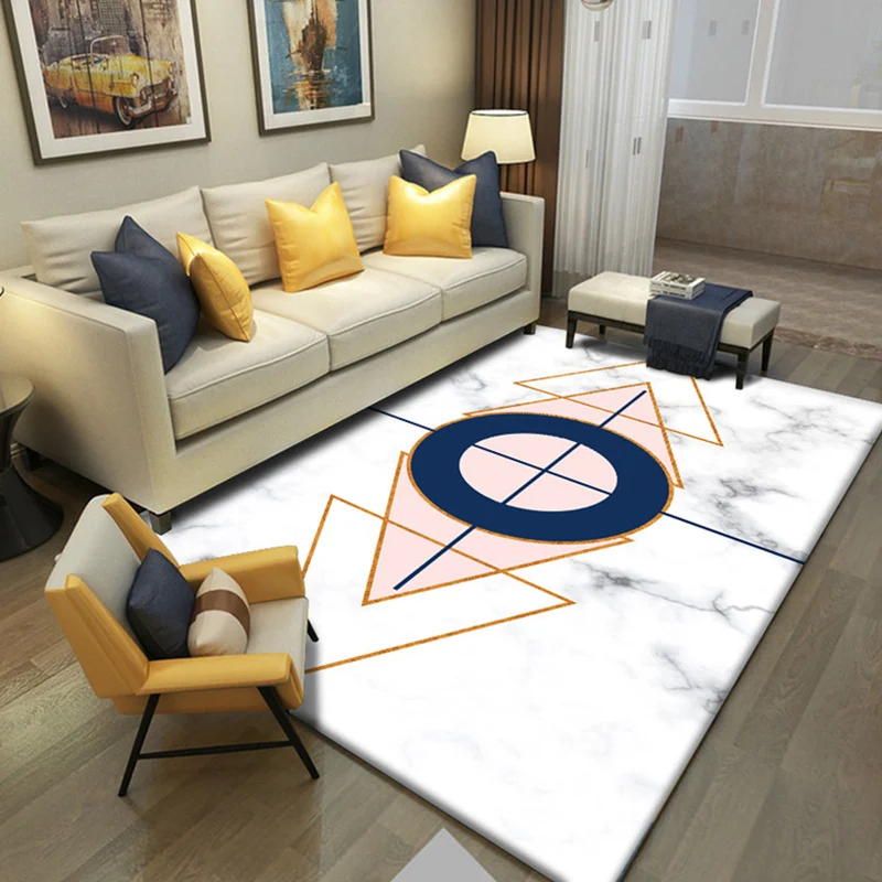 Tapis de salon décontracté, imprimé géométrique multicolore, en polypropylène, antidérapant, facile d'entretien, pour l'in...