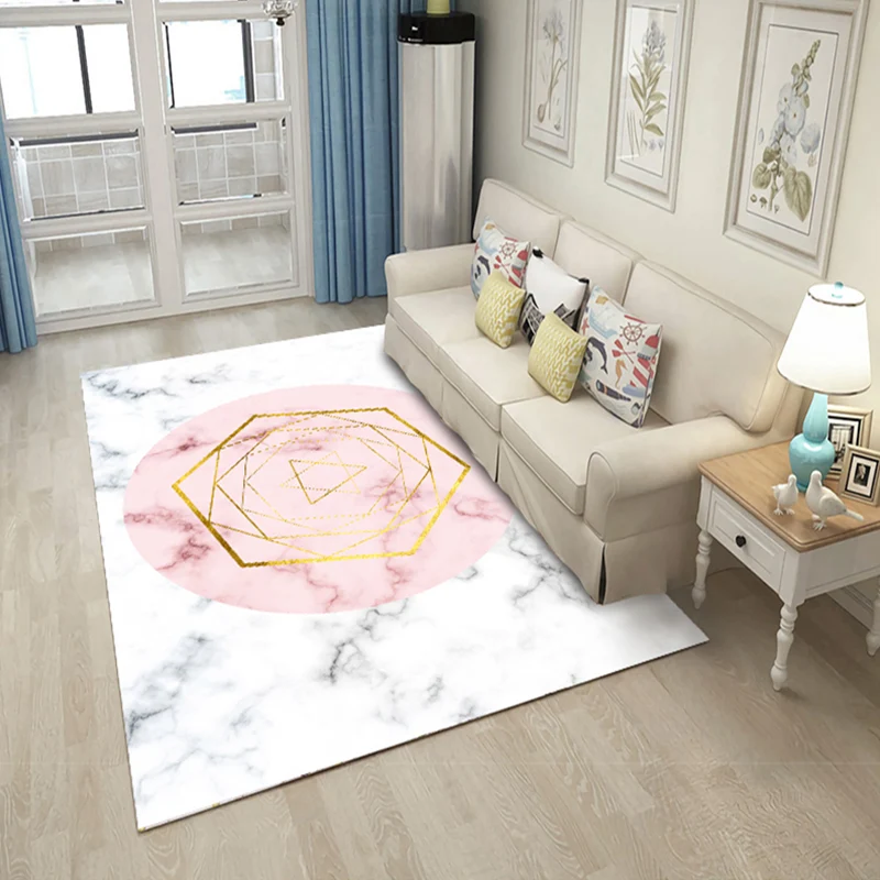 Tapis de salon décontracté, imprimé géométrique multicolore, en polypropylène, antidérapant, facile d'entretien, pour l'in...
