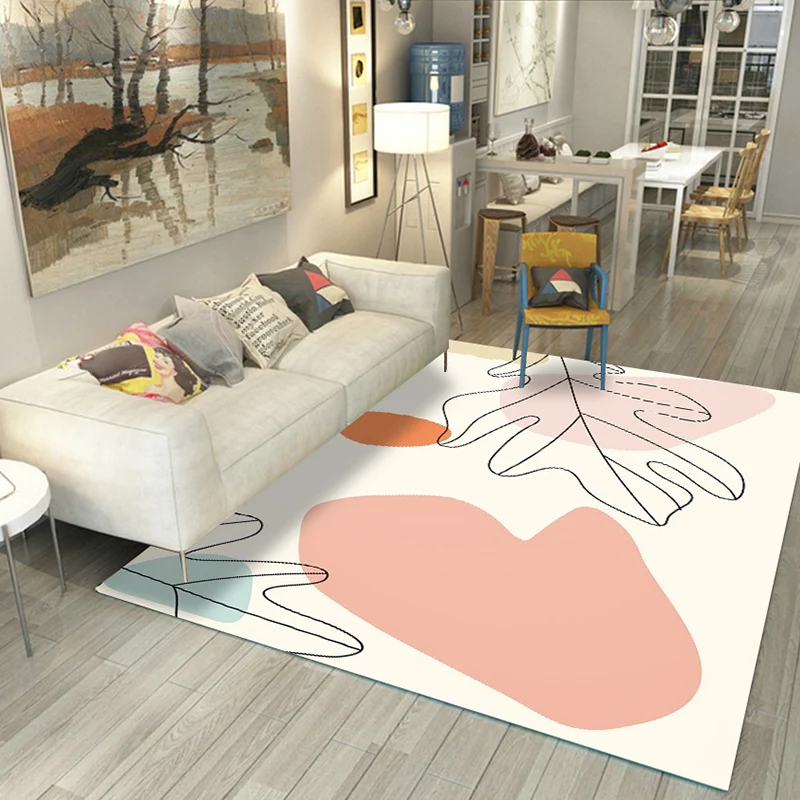 Tapis de salon décontracté, multicolore, coloré, en polypropylène, antidérapant, facile d'entretien, pour l'intérieur Clea...